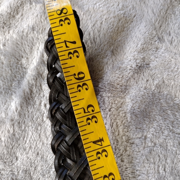 Vtg Chico's Belt Women's M / L Black Braided Woven Silver Crocodile Buckle Y2K - Picture 5 of 5